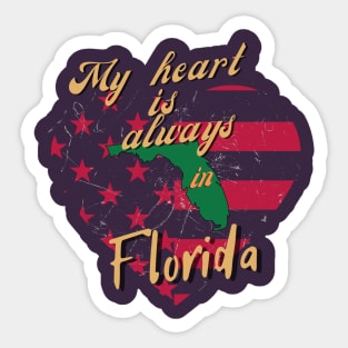 My heart is always in Florida USA patrionism Sticker